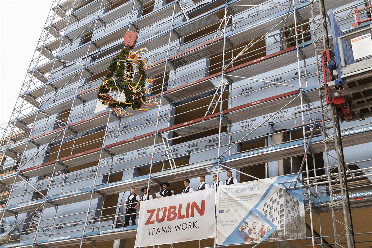 Topping-off ceremony timber high-rise Heilbronn