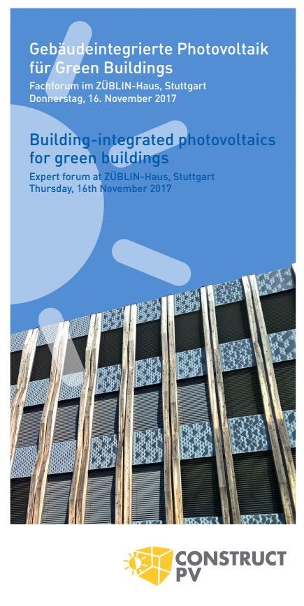 Programm-Flyer zum Fachforum Gebäudeintegrierte Photovoltaik für Green Buildings