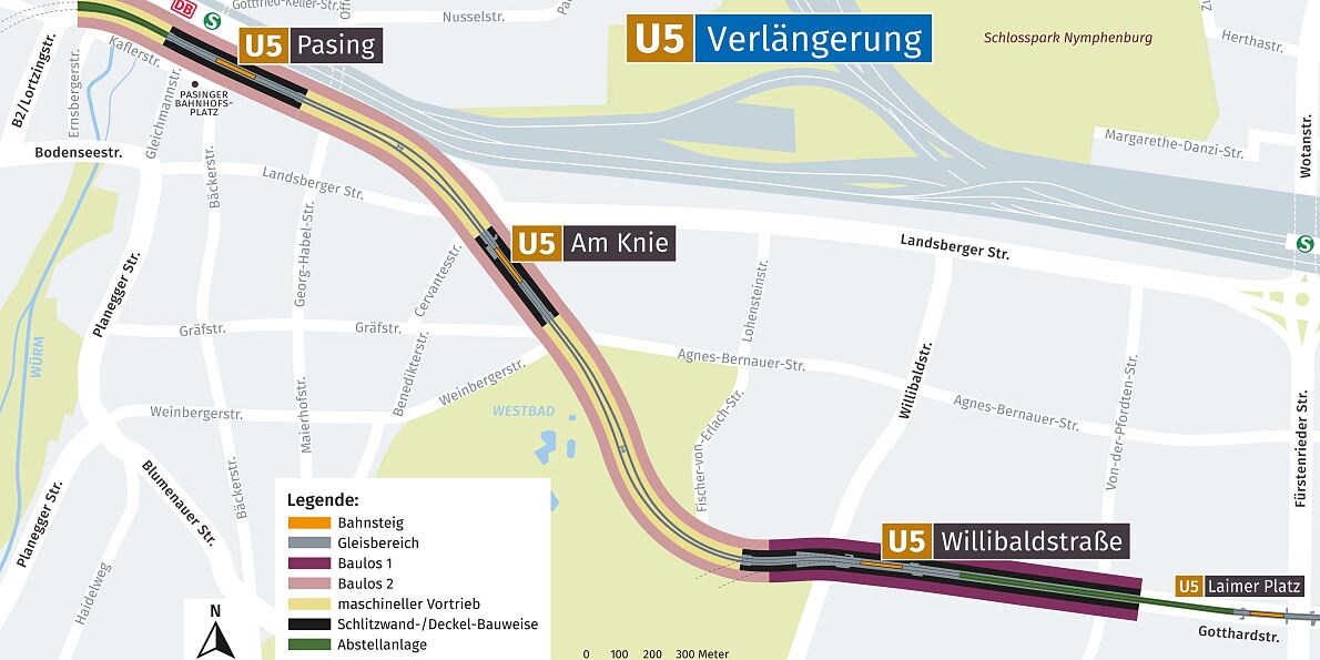 Verlängerung U-Bahn-Linie 5-West von Laim nach Pasing